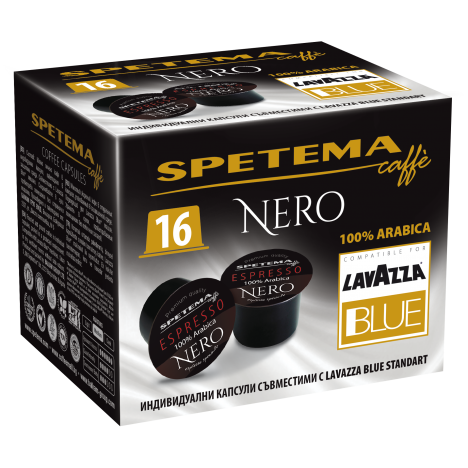 Capsule de cafea Spetema Nero compatibile cu aparatele de cafea Lavazza blue, 16 buc