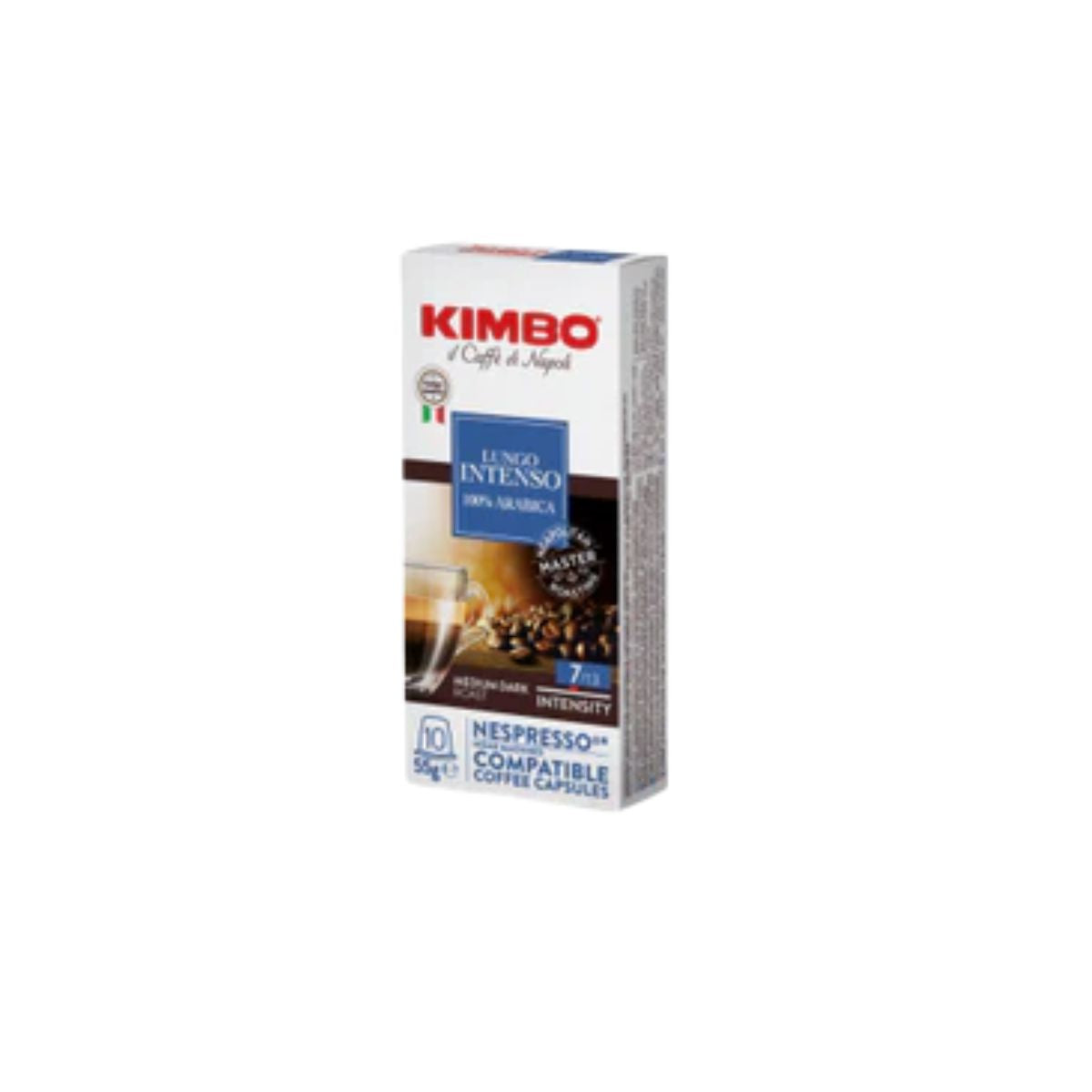 Capsule de cafea compatibile Kimbo Lungo Intenso pentru aparatele de cafea Nespresso, 10 buc