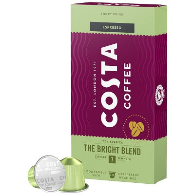 Costa Coffee Bright Blend Capsule de cafea Espresso pentru aparatele de cafea Nespresso, 10 bucati