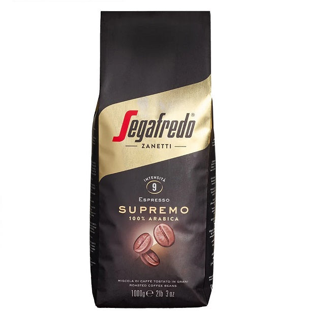 Segafredo Supremo 100% Arabica кафе на зърна, 1 кг