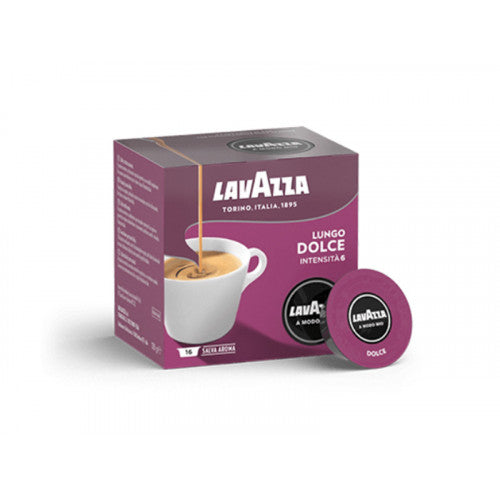 Capsule de cafea Lavazza Lungo Dolce compatibile cu A MODO MIO, 16 buc.