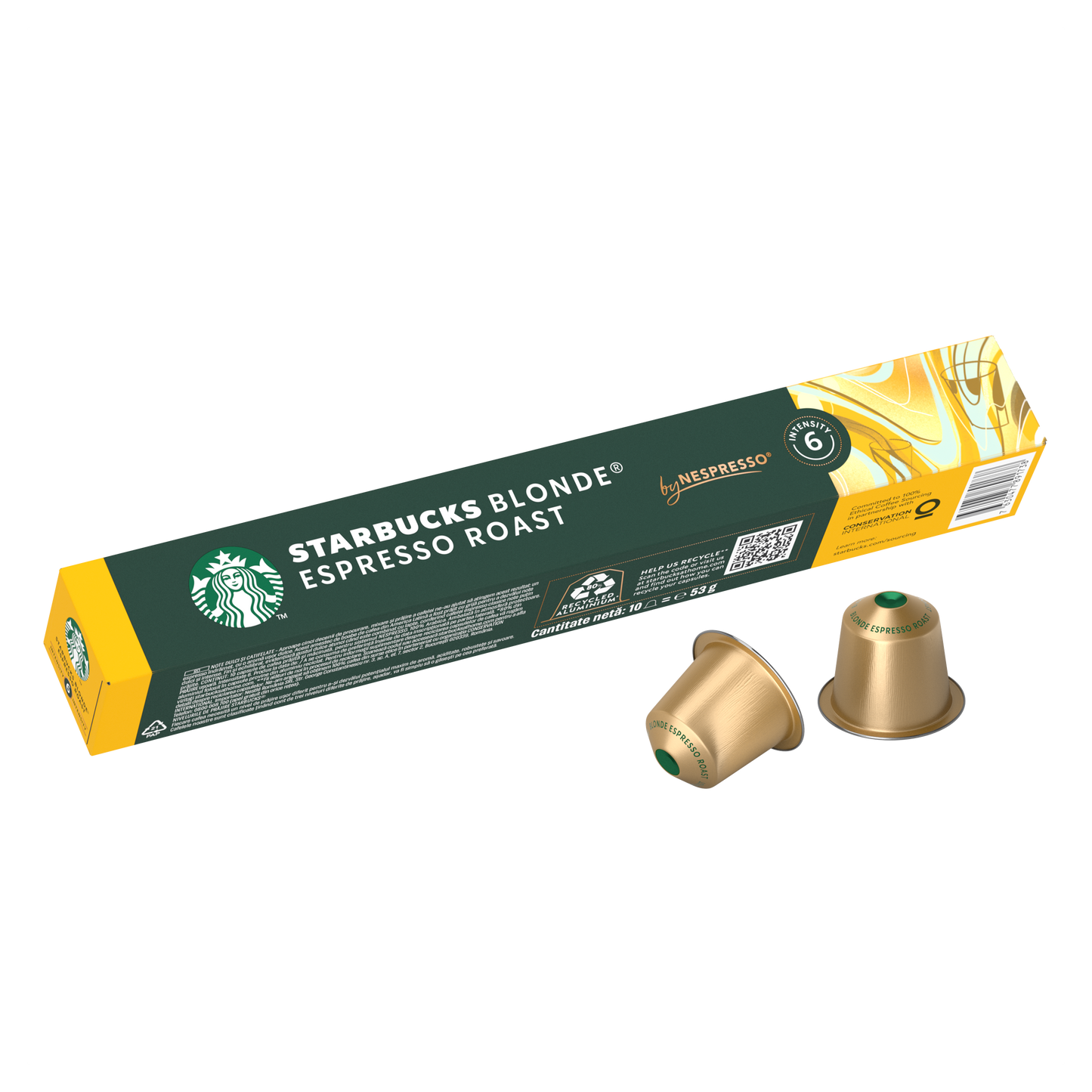 STARBUCKS Blonde Espresso Roast, 10 бр. кафе капсули за NESPRESSO кафемашини