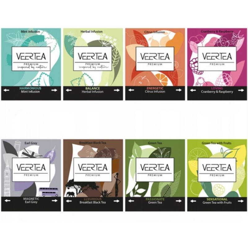 Подаръчен комплект чай Veertea Premium – 200 пакетчета, 8 вида чай