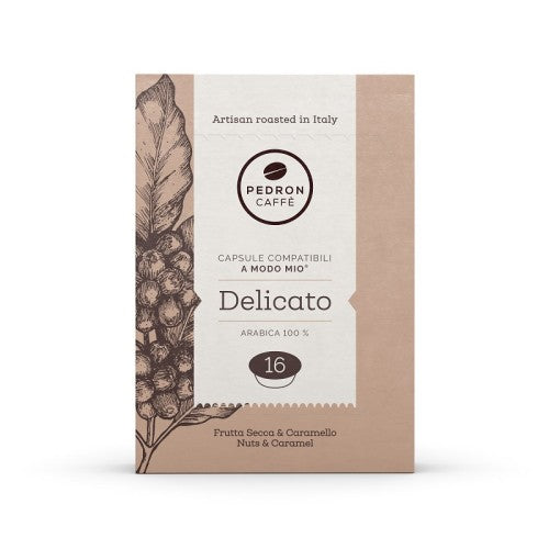 Pedron Caffe Delicato 100% Arabica кафе капсули съвместими с A MODO MIO, 16 бр