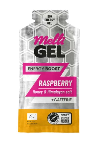 MelliGEL Originals Енергиен гел с мед Raspberry +кофеин 12 броя в опаковка