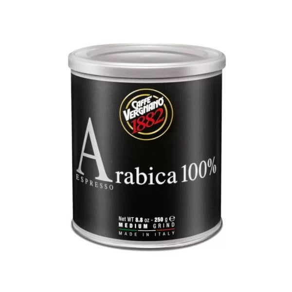 VERGNANO, cafea macinata decofeinizata in cutie metalica