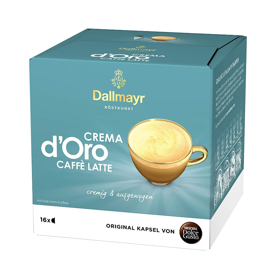 Dallmayr Crema d`Oro Caffe Latte кафе капсули съвместими с Dolce Gusto, 16 бр