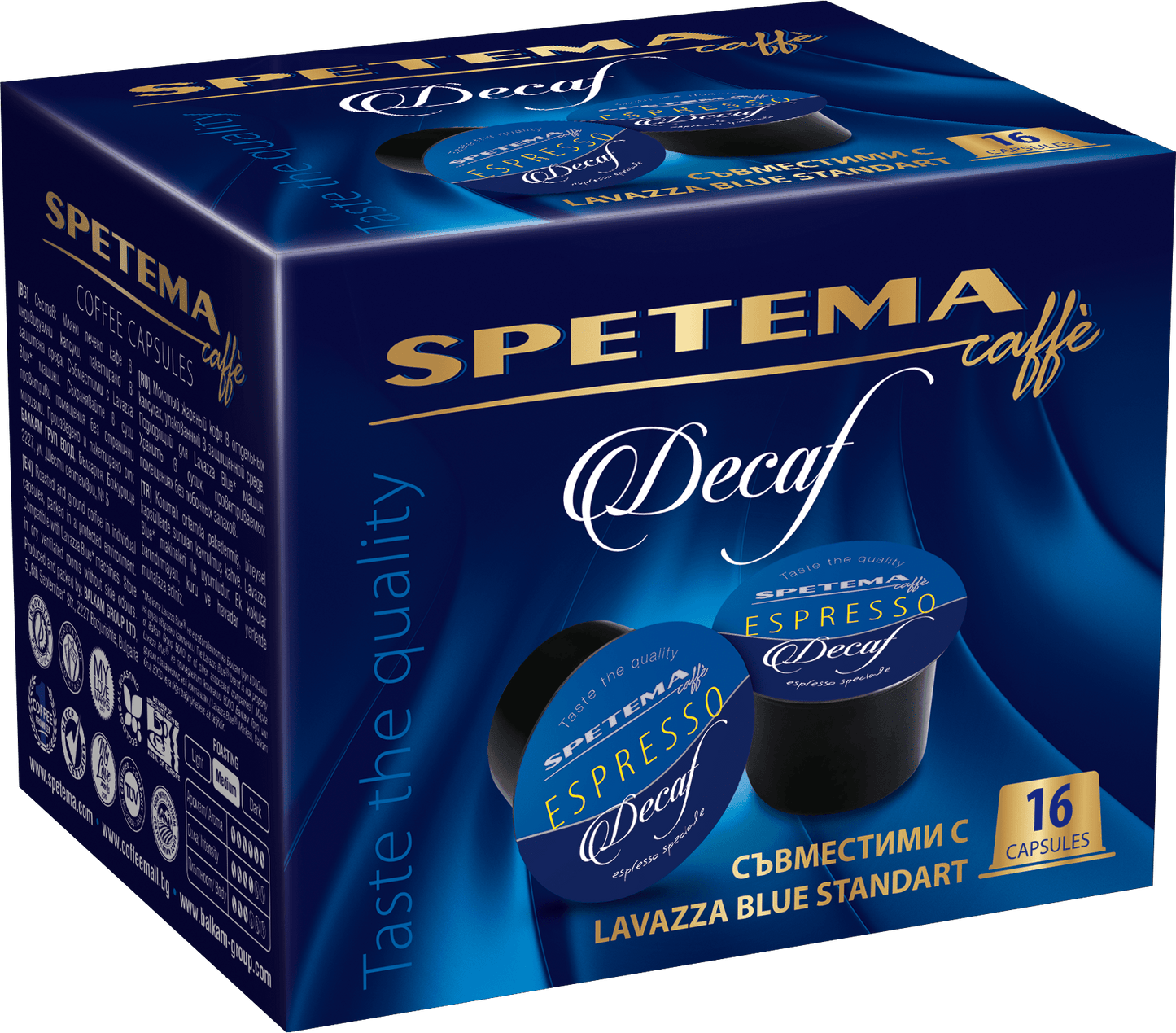 Spetema Decaf кафе капсули съвместими с Lavazza blue кафемашини, 16 бр