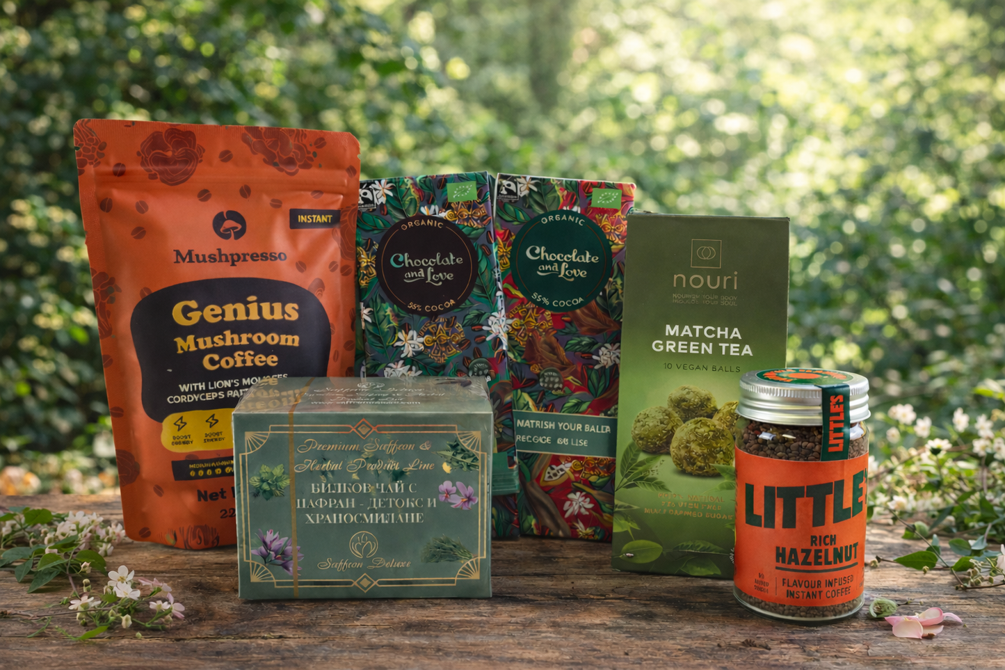 Подаръчна кутия „Енергия и Наслада“ – кафе, чай със шафран и шоколад