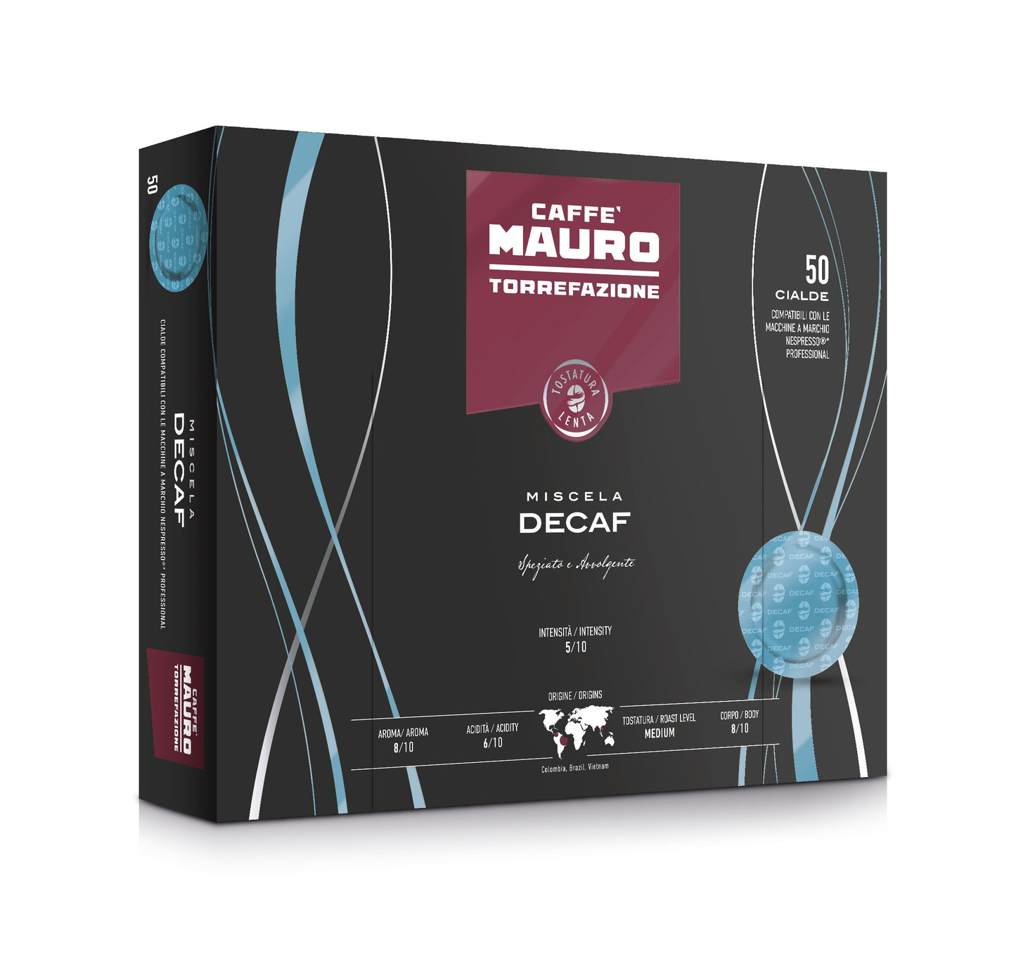 Caffe Mauro DECAFFEINATO кафе капсули за Nespresso Pro кафемашини, 50 броя