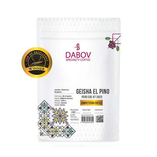 DABOV SPECIALTY COFFEE Geisha El Pino Peru COE кафе на зърна