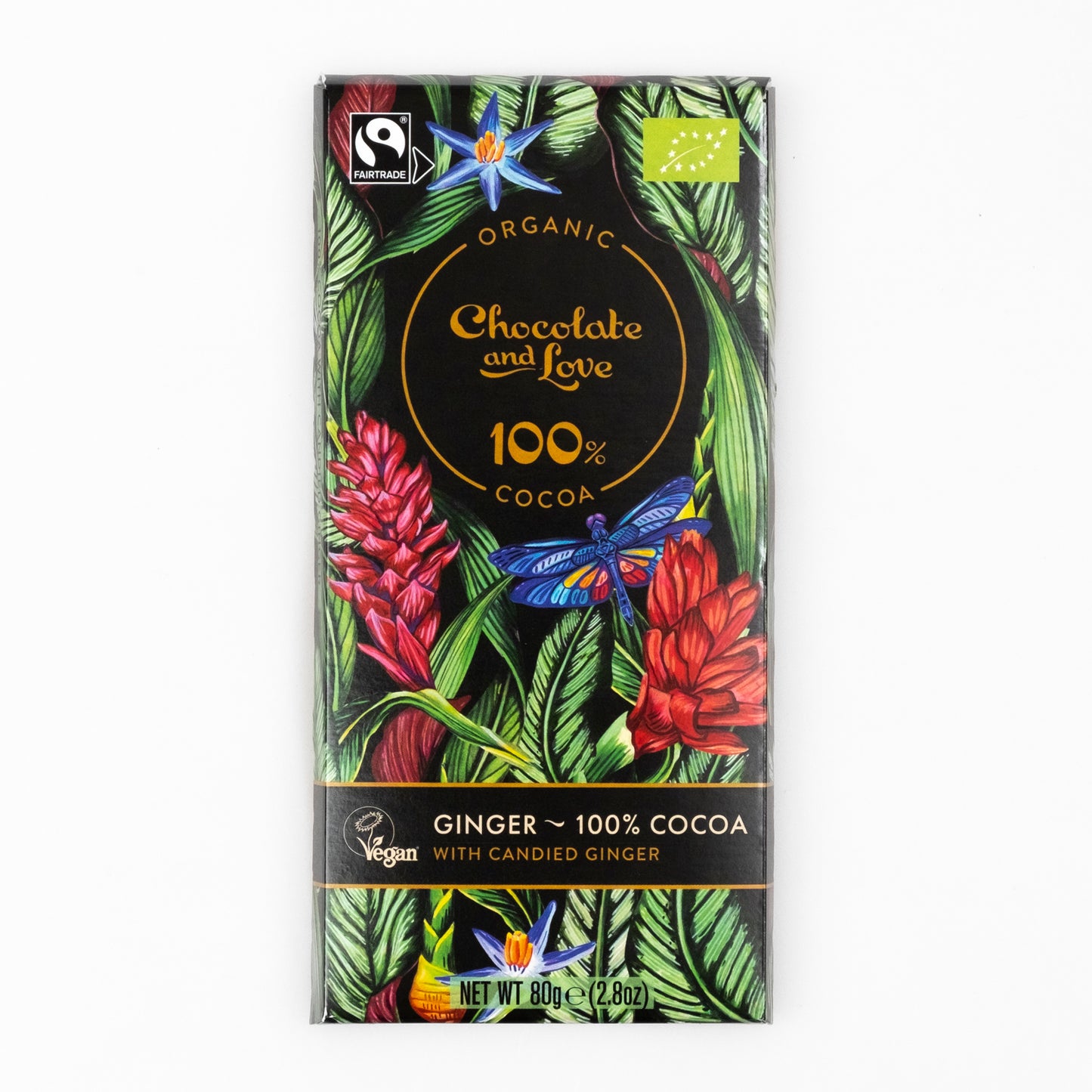 Черен шоколад със захаросан джинджифил 100% какао, 80гр Chocolate and Love