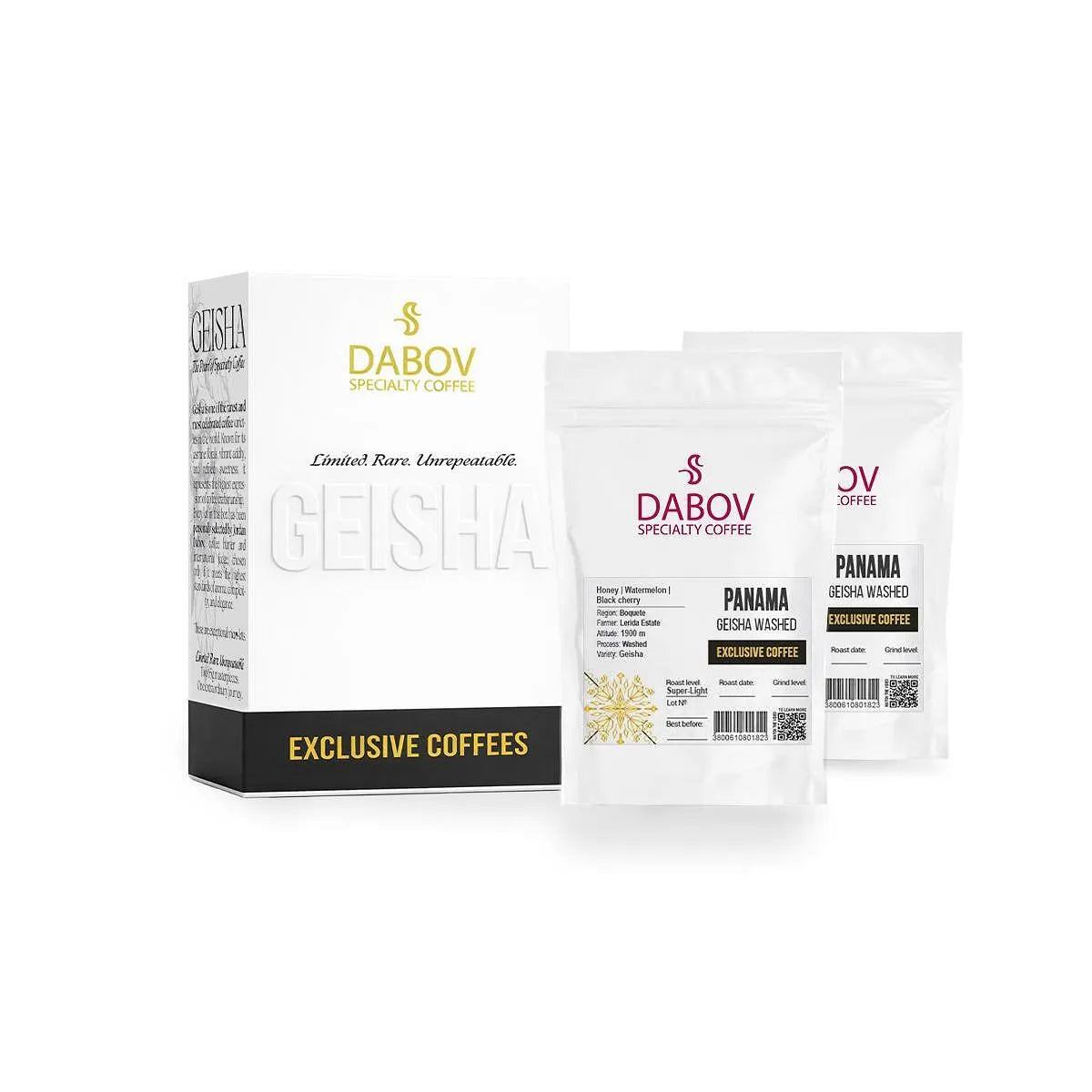 DABOV SPECIALTY COFFEE Кафе кутия 2 х 65г -GEISHA Панама Natural кафе на зърна
